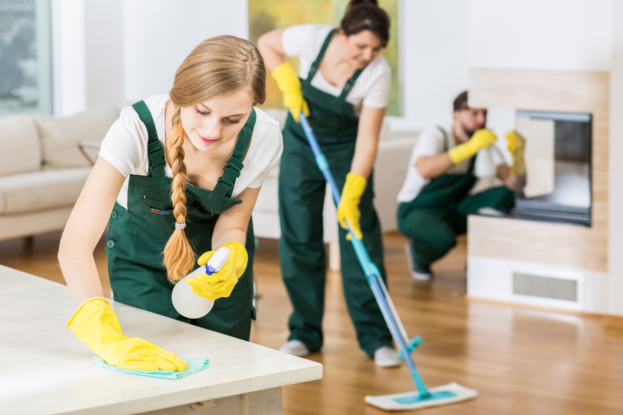 Cleaning Company Employees Servicing a House